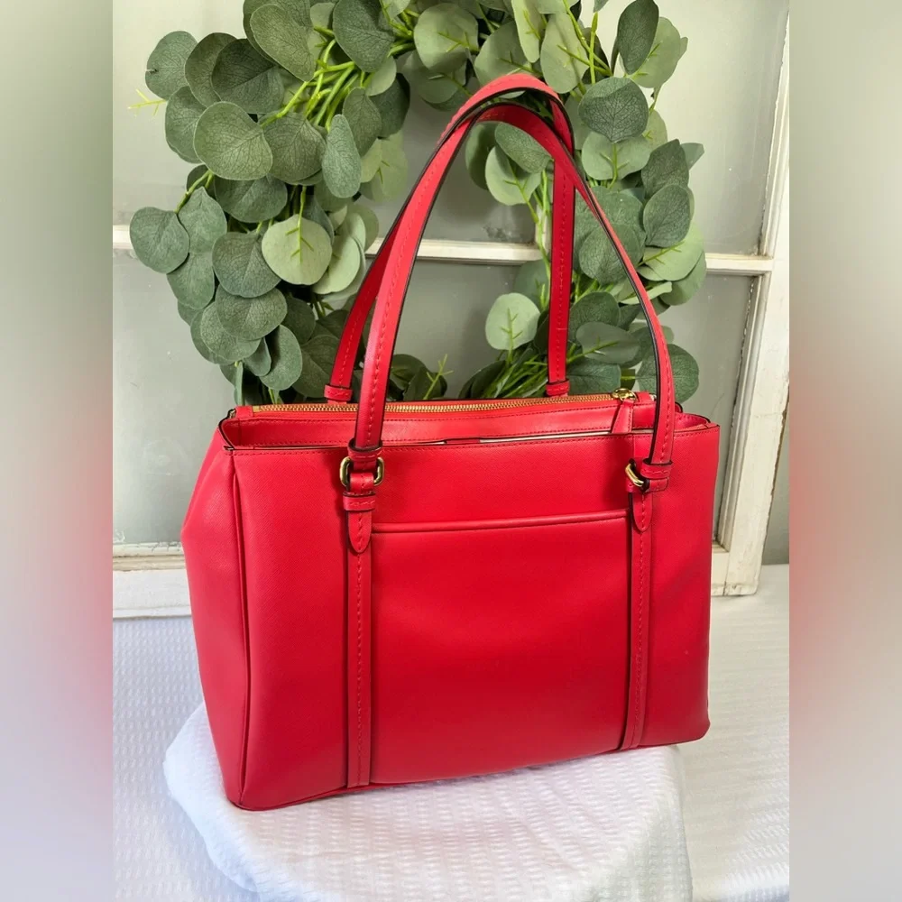 COACH Leather Peyton Double Zip CarryAll Handbag - Picture 3 of 16